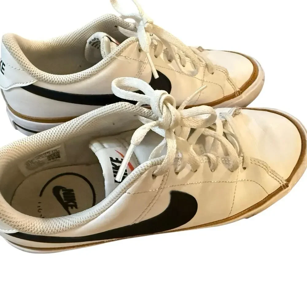 Nike Court Legacy Sneakers, Tennis, White Black Gum, Youth Size 6